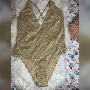 Gold Shimmer One Piece Bathing Suit